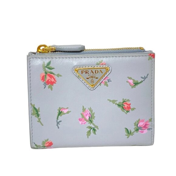 PRADA -  Light Blue Multi Leather Bifold Wallet 525-071925 - Picture 1 of 5